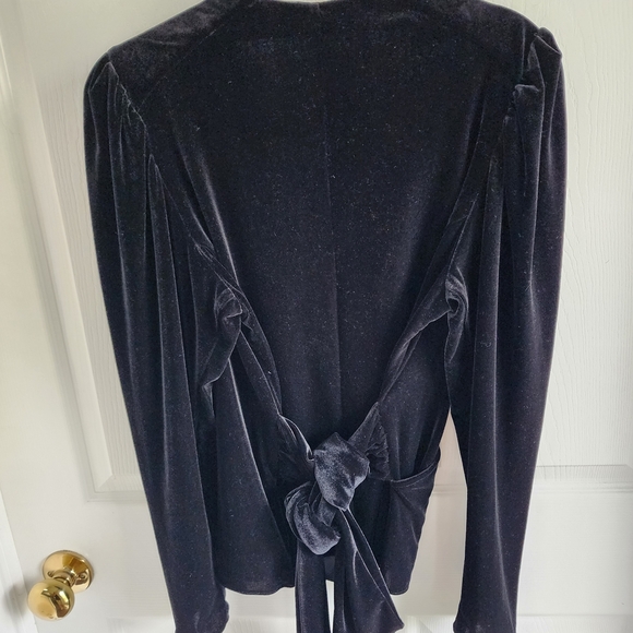 Zara Elegant Black Velvet Blouse - Picture 2 of 5